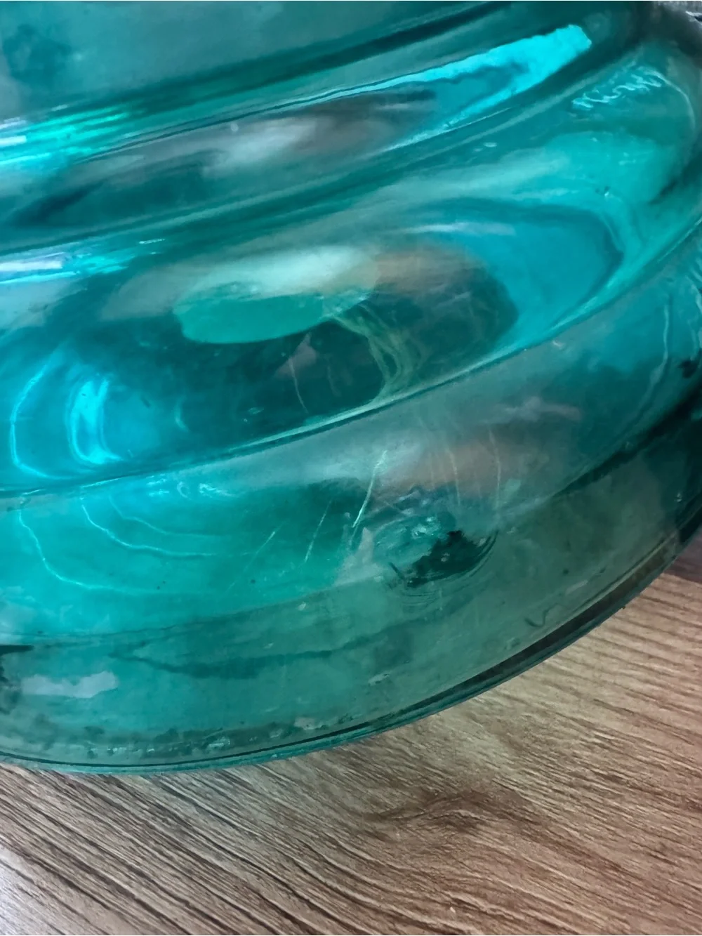 Tall Green Ombre Glass Candle Holder made in Spain 30”